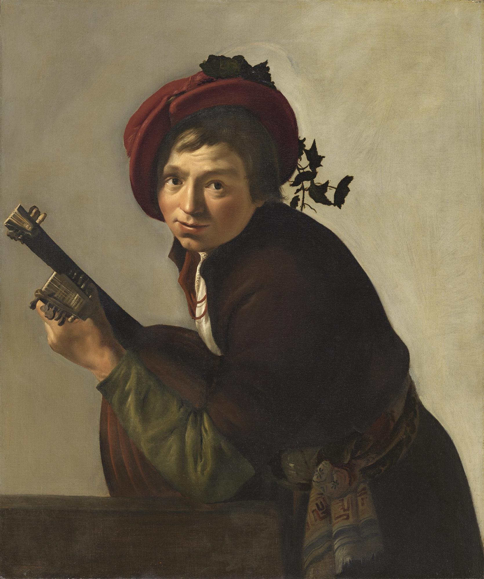 Joven tocando la tiorba
